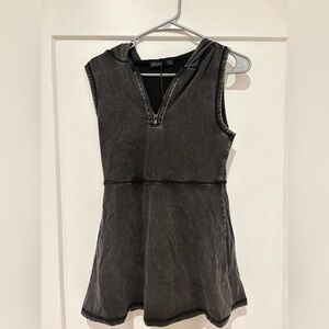 Black  Sleeveless Hoodie Tennis Dress